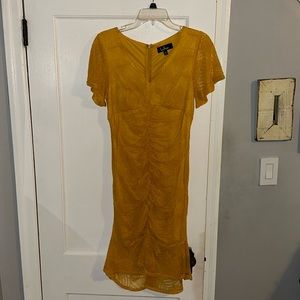 Lulus lace layover yellow dress